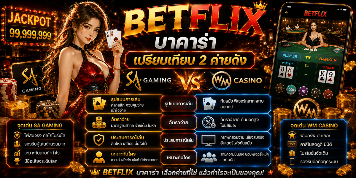 BETFLIX บาคาร่า เปรียบเทียบ SA Gaming กับ WM Casino